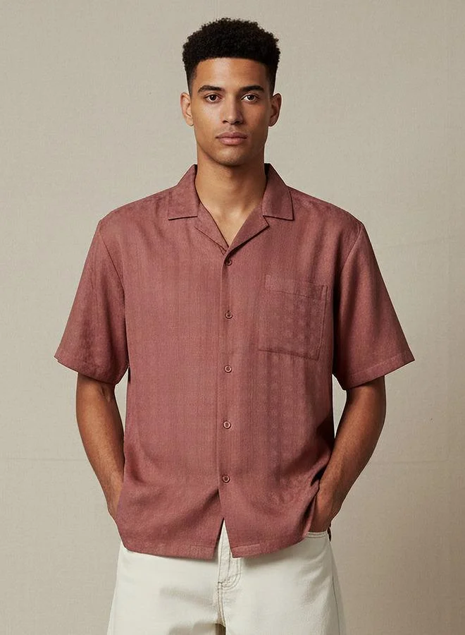 Splash FAV Men Regular Fit Camp Collar Textured Short Sleeves Resort Shirt