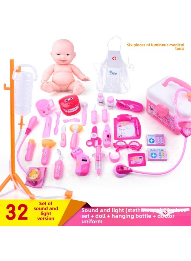 Hot Sale Children's Play Simulation Medicine Box Boy Girl Nurse Doctor Toy Set-Color:Doctor Toy 25 Piece Set Blue + Doll + Bottle - Image 2