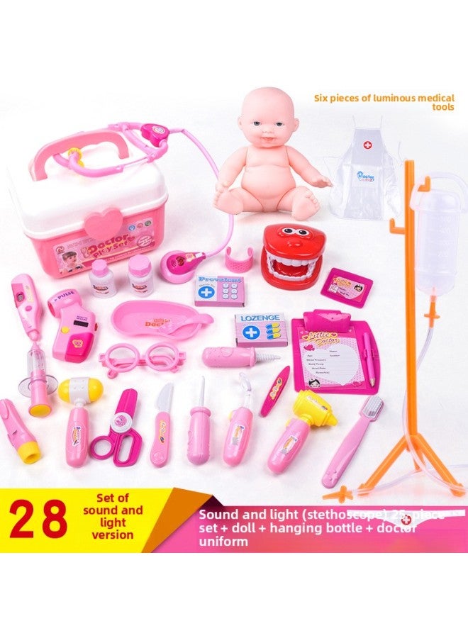 Hot Sale Children's Play Simulation Medicine Box Boy Girl Nurse Doctor Toy Set-Color:Doctor Toy 25 Piece Set Blue + Doll + Bottle - Image 4