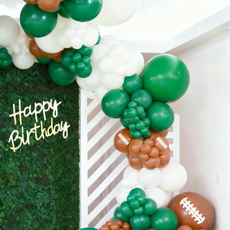Qmraercu Football Balloons, 12 Inch Dark Green Black Sand with Brown Printed Sports Latex Balloon for Football Sport Themed Birthday Party Decor Baby Shower Decorations Supplies - Image 3