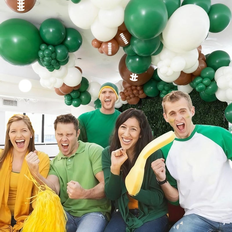 Qmraercu Football Balloons, 12 Inch Dark Green Black Sand with Brown Printed Sports Latex Balloon for Football Sport Themed Birthday Party Decor Baby Shower Decorations Supplies - Image 5