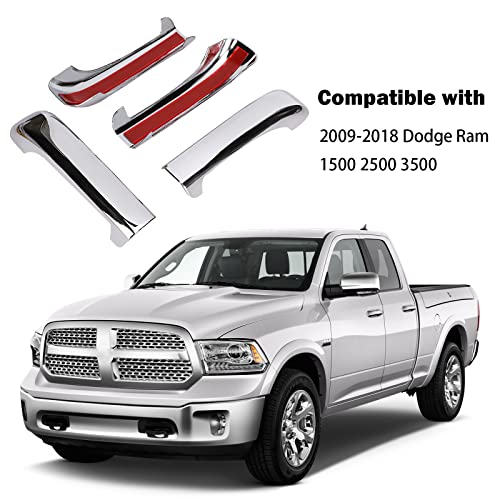 Tutor Auto Chrome Door Handle Covers Compatible with 2009-2018 Dodge Ram 1500 2500 3500 - Handle-Exterior Door - Image 2