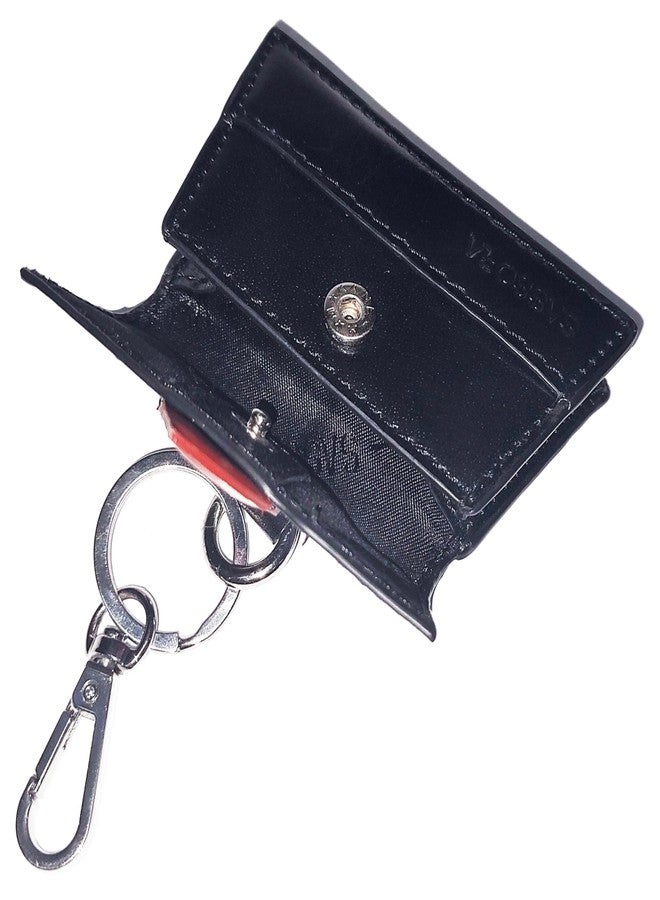 Sassora Genuine Leather Very Small Women Black Red Key Case - Image 3