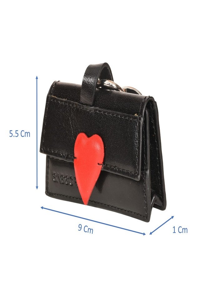 Sassora Genuine Leather Very Small Women Black Red Key Case - Image 5