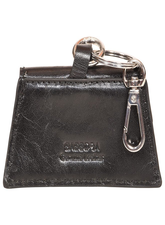 Sassora Genuine Leather Very Small Women Black Red Key Case - Image 2