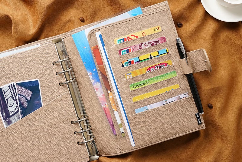 Moterm A5 Luxe Rings Planner - Genuine Leather Binder Organizer (Pebble-Taupe, 30mm Ring) - Image 4