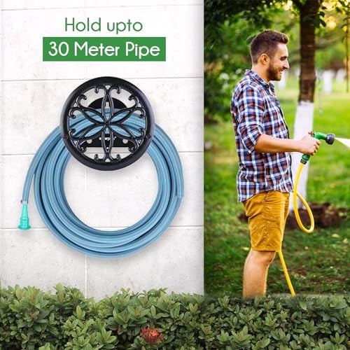 Sharpex DIY Hose Hanger for Garden Pipe - Ornamental Garden Pipe Holder Wall Mounted for Garden, Hotel, Backyard and Outdoor - Heavy Duty Metal Portable Irrigation Hose Pipe Holder Only (Black 3) - Image 4