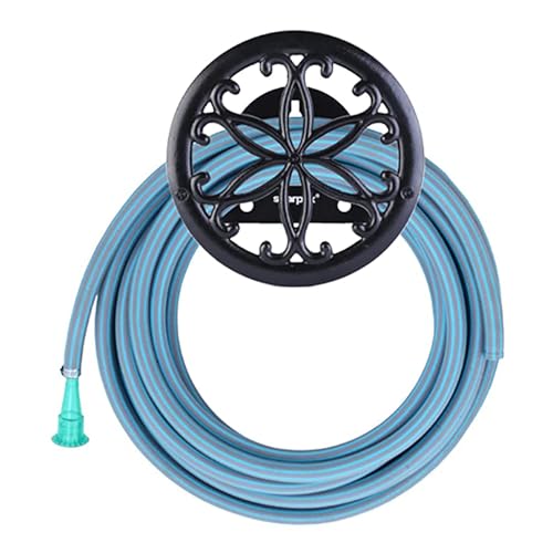 Sharpex DIY Hose Hanger for Garden Pipe - Ornamental Garden Pipe Holder Wall Mounted for Garden, Hotel, Backyard and Outdoor - Heavy Duty Metal Portable Irrigation Hose Pipe Holder Only (Black 3) - Image 1