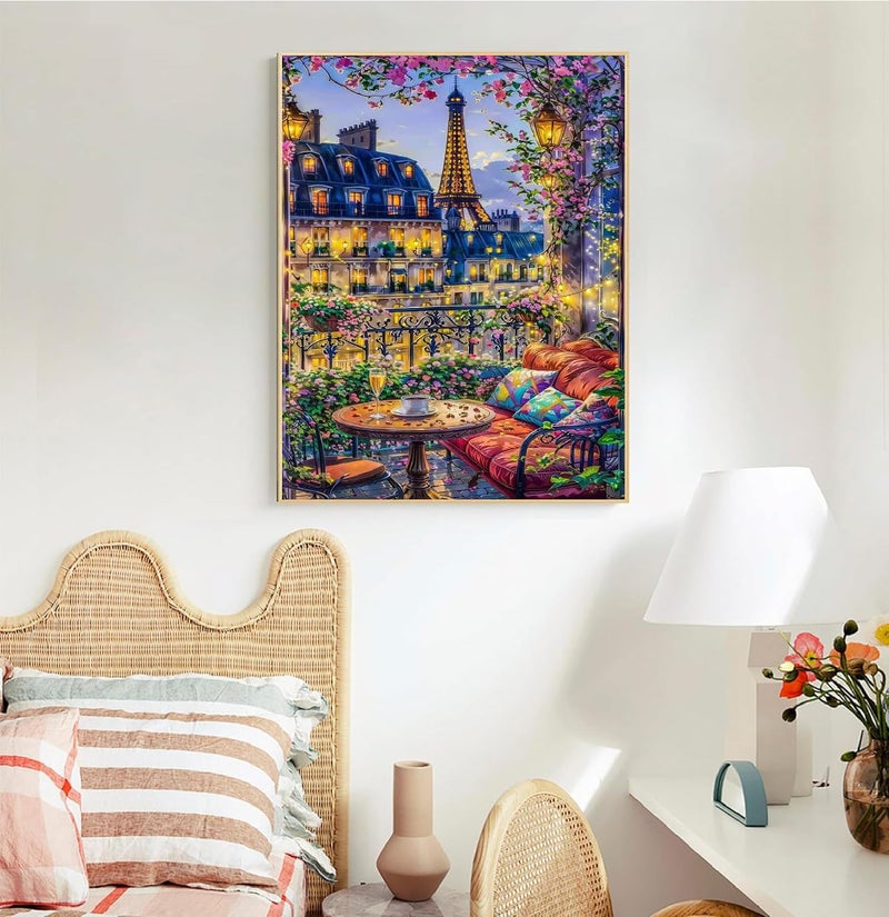 Mrnsiet Paint by Numbers Kit for Adults Beginners, City View Art Adult Paint by Numbers on Canvas, Paris Balcony Scene Acrylic Painting Crafts for Home Decor (16x20inch) - Image 4