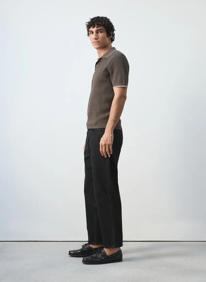 Mango Man  Fine-knit herringbone polo shirt for Men | Best Price UAE