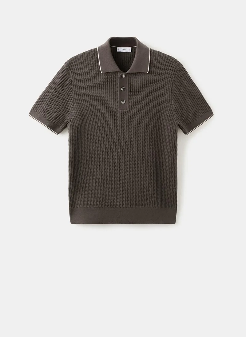 Mango Man  Fine-knit herringbone polo shirt for Men | Best Price UAE