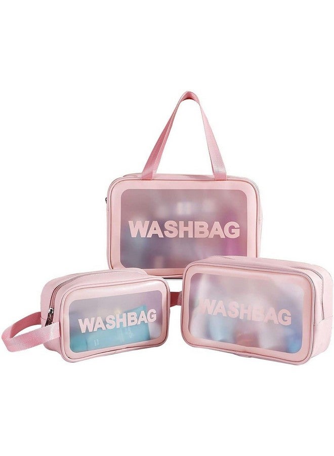 SINGTHITA Women Zipper Makeup Beauty Bags Transparent Make Up Organizer Storage Bath Toiletry Wash Bag Travel Waterproof Cosmetic Bag, PU PVC Cosmetic Makeup Pouch for Women - Image 1