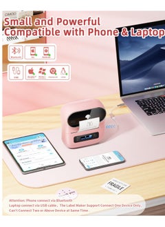 phomemo M220 Label Maker, 75mm Barcode Label Printer, Portable Sticker Maker Machine for Barcode, Name, Address, Mailing, Small Business, Compatible with Phone/PC, Support Arabic and English (Pink)  - Image 4