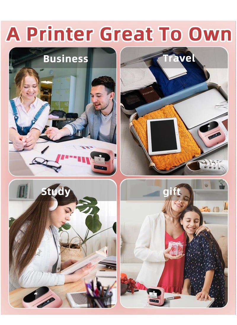 phomemo - M220 Label Maker, 75mm Barcode Label Printer, Portable Sticker Maker Machine for Barcode, Name, Address, Mailing, Small Business, Compatible with Phone/PC, Support Arabic and English (Pink) - Image 1
