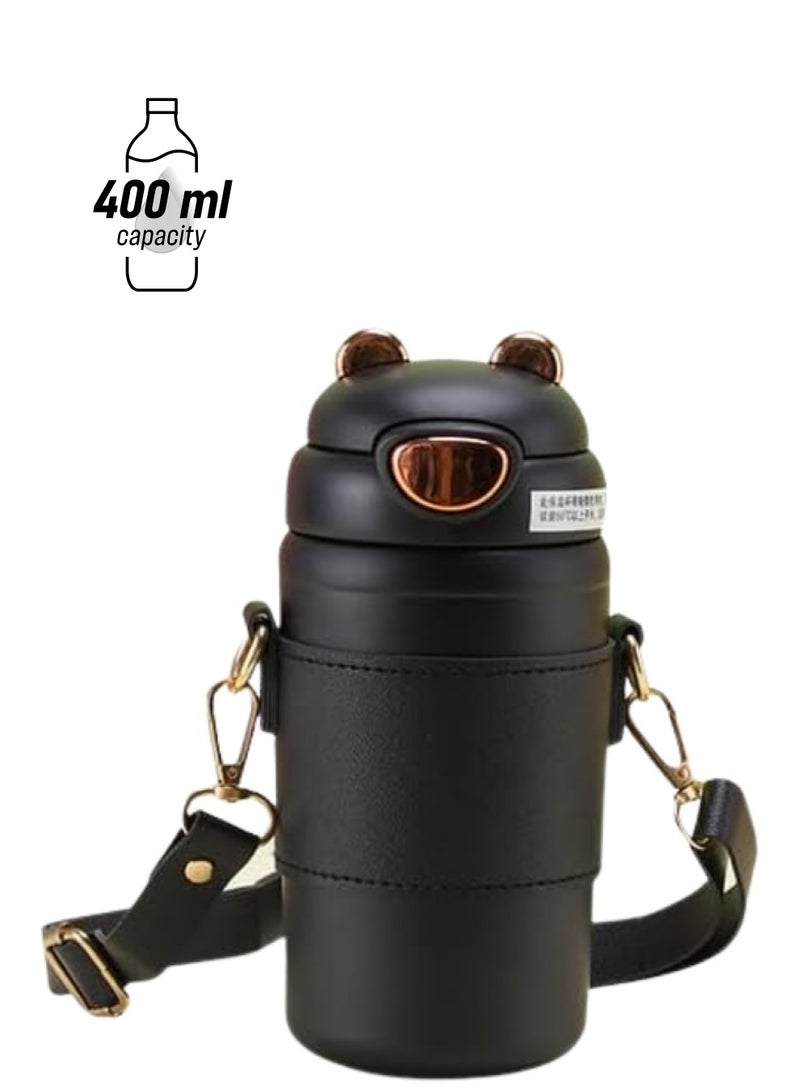 Twisoo Stainless Steel Water Bottle  – Vacuum Insulated & Leak Proof (Black, 400ml) - Image 1