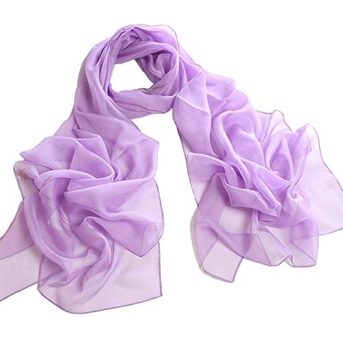 Tapp Collections Fashionable Solid Color Chiffon Scarf - Lilac Purple - Image 5