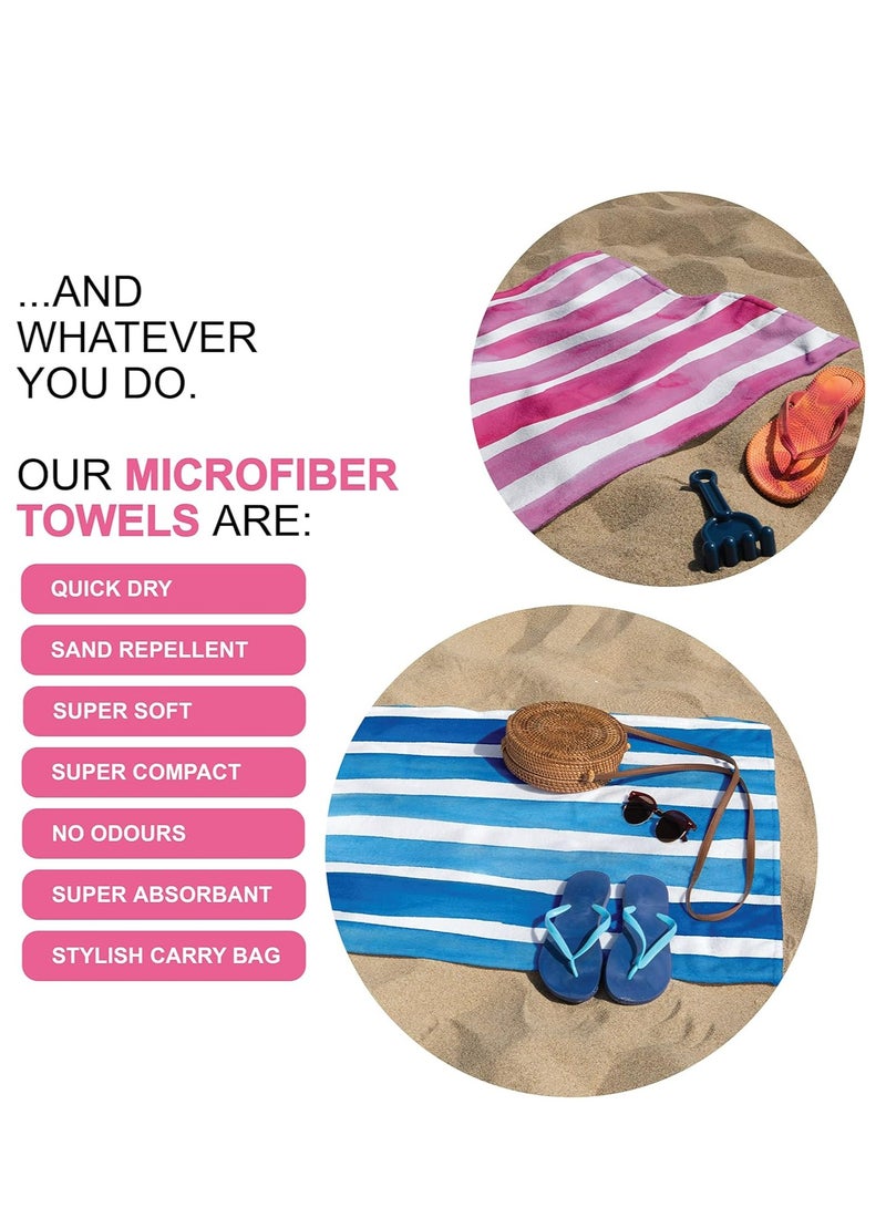 منشفة حمام رياضية شاطئية من الألياف الدقيقة: كبيرة وخفيفة الوزن للشاطئ وصالة الألعاب الرياضية وحمام السباحة، مع حقيبة من الألياف الدقيقة (وردي) - Image 3