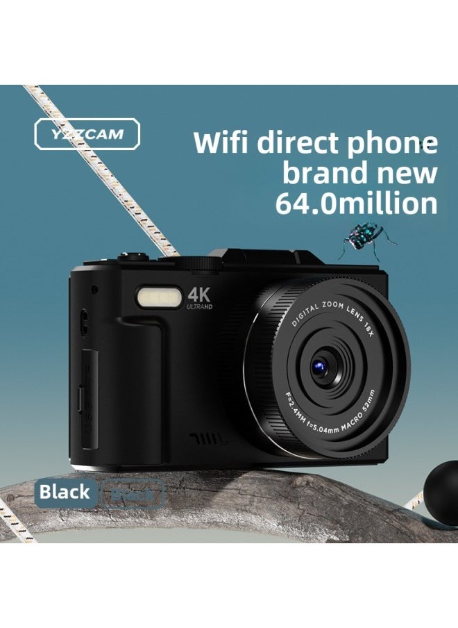 Generic Entry-level Micro SLR Student Digital Camera With Campus HD Travel Camera Manufacturers Straight Postage-Body Color:Black  Display Flip + Wifi Direct Connection Mobile Phone - Equipped With 8g Card  - Image 1