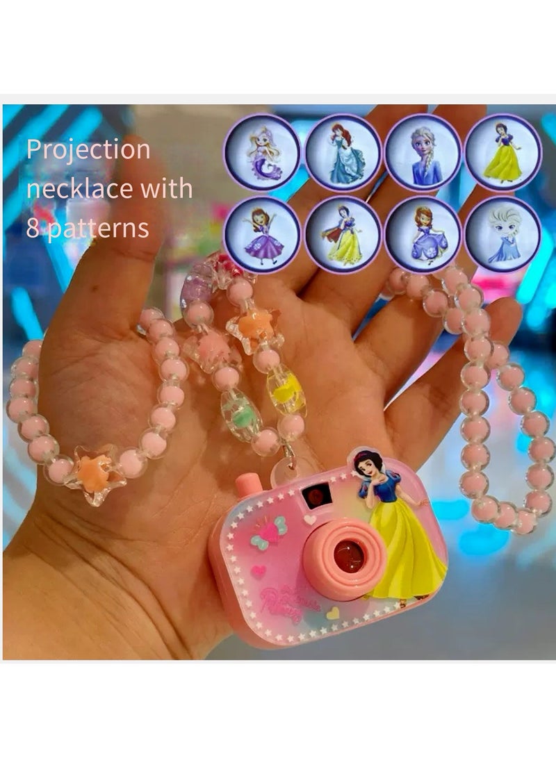Snow White Children's Necklace Girls Cartoon Beaded Bracelet Jewelry Suit Girls Projection Camera Toy Jewelry-ColorProjection Camera Necklace - Image 1