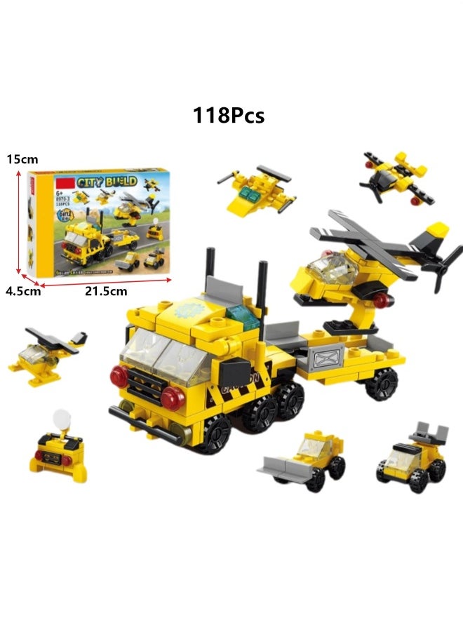 Children's Educational Toys Compatible With Small Particle Assembly Blocks(Yellow Truck 118Pcs)  - Image 2
