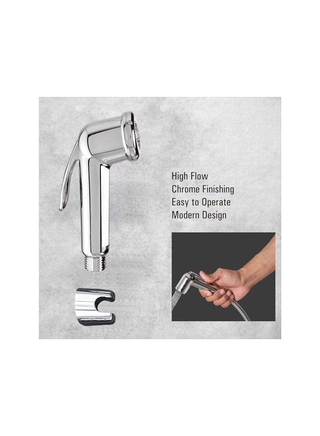 The Bros AZTON_S-3058 Premium Chrome Handheld Bidet Sprayer Set – 47” Stainless Steel Hose, Wall-Mounted Shattaf for Toilet, Personal Hygiene Washer, Leak-Proof and Easy Installation - Image 2