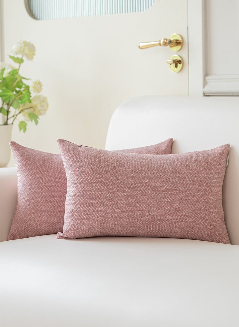 لحظة غطاء وسادة 30 × 50 سم وردي مزين بملمس زخرفي وسادة قذفية عصرية غطاء وسادة بيت ريفي حديث غطاء وسادة صلب مجموعة من 2 قطعة للديكور المنزلي الأريكة غرفة النوم - Image 1