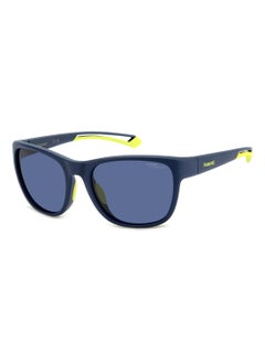 Polaroid Unisex Polarized Rectangular Shape  Sunglasses PLD 7051/S BLUE 47 - Lens Size: 46.8 Mm - Mtt Blue M  - Image 1