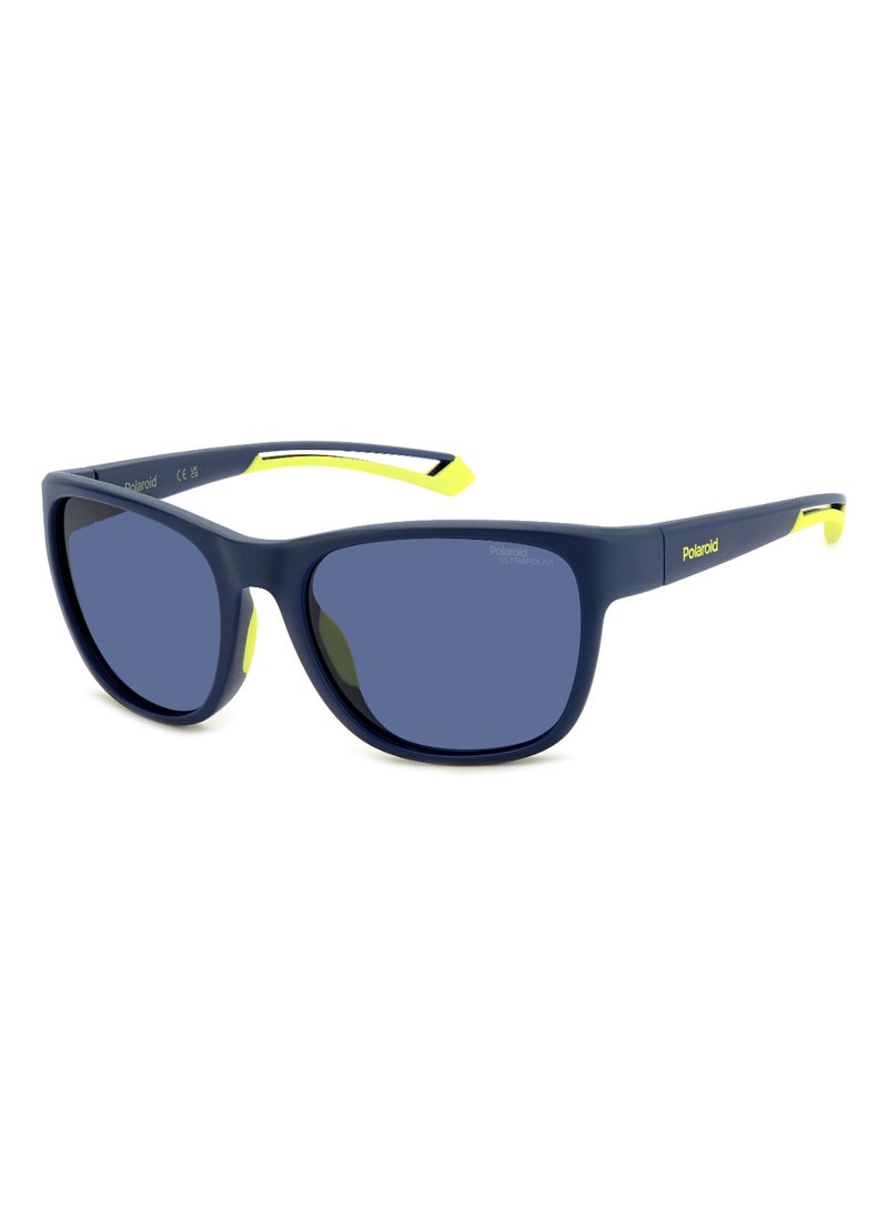 Polaroid Unisex Polarized Rectangular Shape  Sunglasses PLD 7051/S BLUE 47 - Lens Size: 46.8 Mm - Mtt Blue M  - Image 1