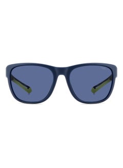 Polaroid Unisex Polarized Rectangular Shape  Sunglasses PLD 7051/S BLUE 47 - Lens Size: 46.8 Mm - Mtt Blue M  - Image 3