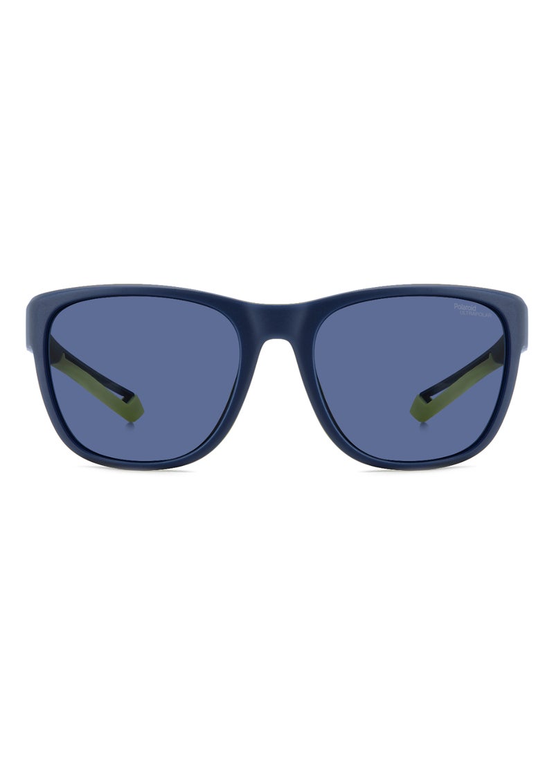 Polaroid Unisex Polarized Rectangular Shape  Sunglasses PLD 7051/S BLUE 47 - Lens Size: 46.8 Mm - Mtt Blue M  - Image 3