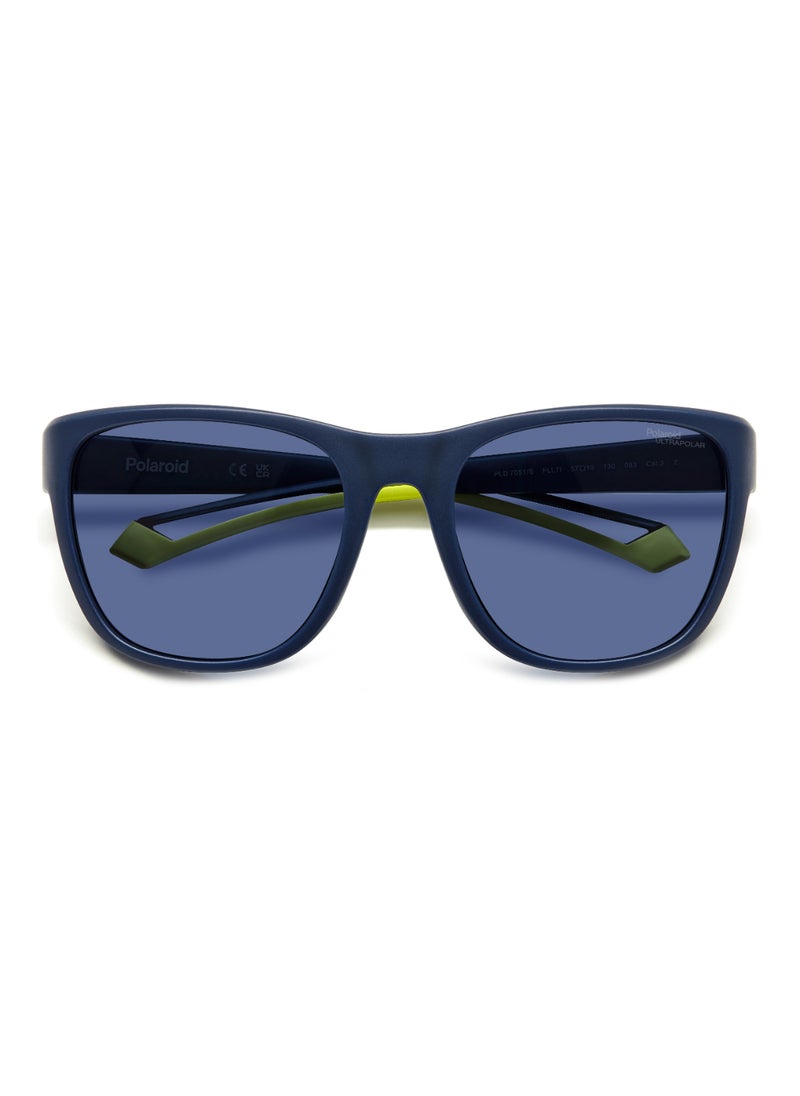 Polaroid Unisex Polarized Rectangular Shape  Sunglasses PLD 7051/S BLUE 47 - Lens Size: 46.8 Mm - Mtt Blue M  - Image 4