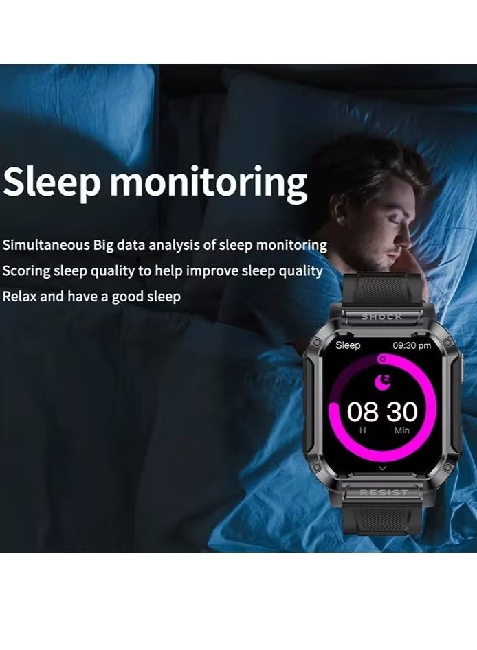 BlueFire NK36 Smart Watch 2025/2024 Edition – 1.83” HD Touchscreen Fitness Tracker with Bluetooth Calling, IP67 Waterproof Sports Watch for Men & Women, Heart Rate & Sleep Monitor, Multi-Sport Modes, 4-Day Battery, 300mAh Magnetic Charging, Smart Notifications, Compatible with Android & iOS – Alloy Body, Soft Silicone Strap - Image 2