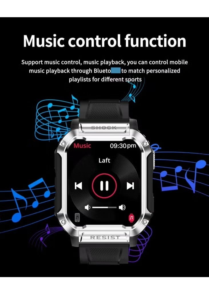 BlueFire NK36 Smart Watch 2025/2024 Edition – 1.83” HD Touchscreen Fitness Tracker with Bluetooth Calling, IP67 Waterproof Sports Watch for Men & Women, Heart Rate & Sleep Monitor, Multi-Sport Modes, 4-Day Battery, 300mAh Magnetic Charging, Smart Notifications, Compatible with Android & iOS – Alloy Body, Soft Silicone Strap - Image 3