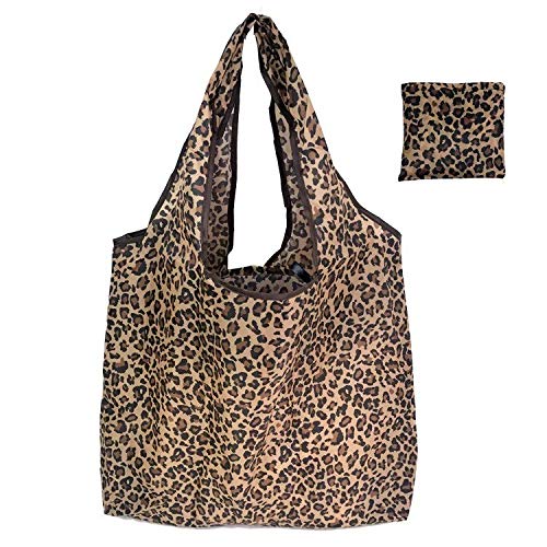 Extra Large Reusable Foldable Ladies Shopping Bag Eco Tote Handbag Fold Away Shopper Bag UK Classic Leopard Print