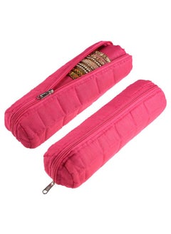 Kuber Industries Kuber Industries Single Rod Bangle Box | Polyester Watch Organizer for Small Jewellery | Travelling Bracelets Organizer with Zipper | Pack of 2 | Pink  - Image 1