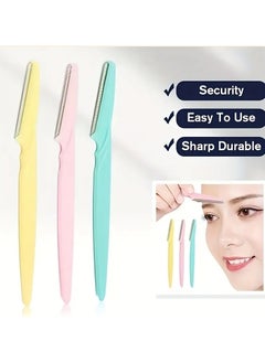 ORiTi Eyebrow Razor Eyebrow Shaper Trimmer Shaver Facial Hair Razor Hair Shaving Grooming Trimmer Tools with Protective Cap For Women 3 pcs  - Image 2