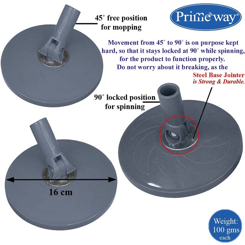 Primeway Stainless Steel 124cm Extendable Floor Mop HandleStick with 2 Pcs Premium 130g Mop Head Refill Replacement Spares Set Grey - Image 4