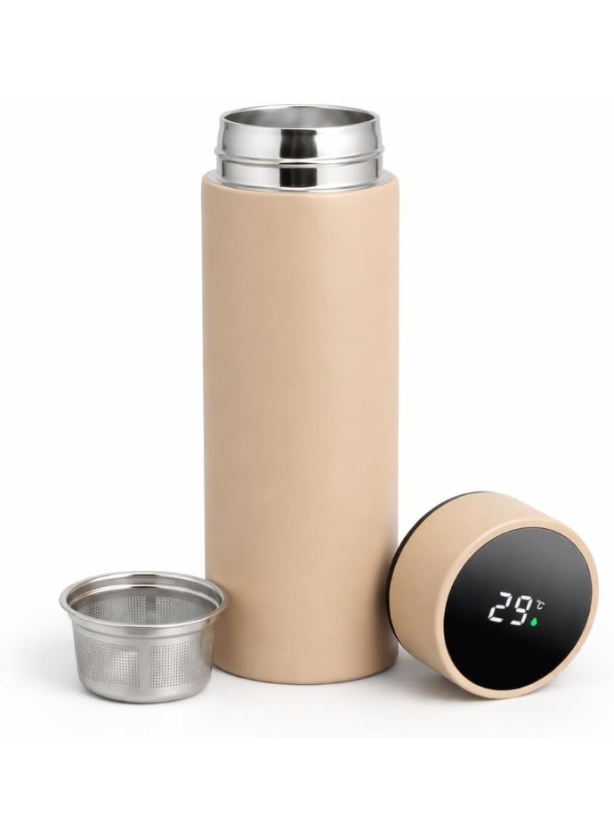 LIVVY Smart Thermos Water Bottle with LED Temperature Display, Stainless Steel Insulated Flask for Hot and Cold Drinks, Vacuum Thermal Bottle for Travel, Office, School and Gym (800ml)(Beige) - Image 1