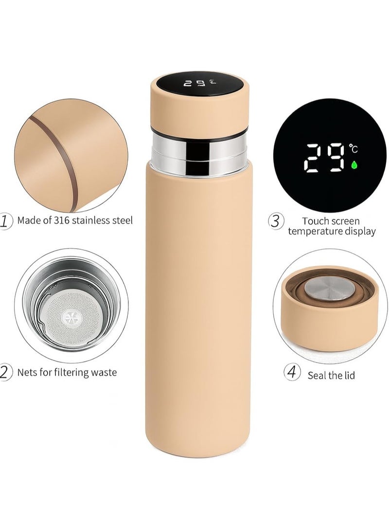 LIVVY Smart Thermos Water Bottle with LED Temperature Display, Stainless Steel Insulated Flask for Hot and Cold Drinks, Vacuum Thermal Bottle for Travel, Office, School and Gym (800ml)(Beige) - Image 5
