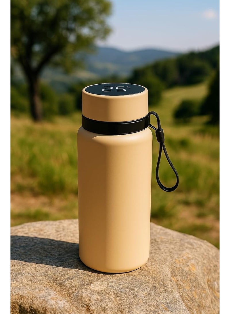 LIVVY Smart Thermos Water Bottle with LED Temperature Display, Stainless Steel Insulated Flask for Hot and Cold Drinks, Vacuum Thermal Bottle for Travel, Office, School and Gym (800ml)(Beige) - Image 3