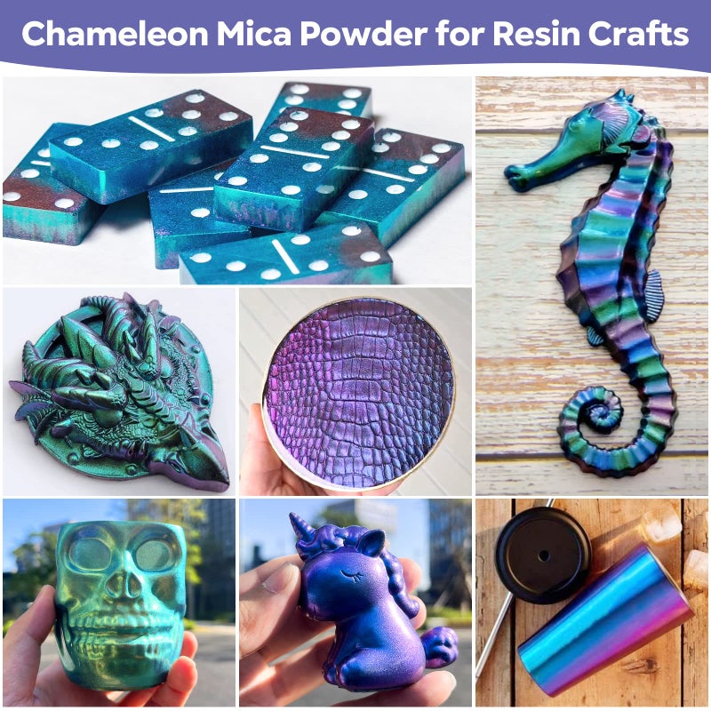 CHEAPART Chameleon Mica Powder 4 Colors Shift Pigment Powder Shimmer Holographic Mica Powder Chrome Epoxy Resin Tumbler Nail Art Polymer Clay Slime Makeup Acrylic Paint - Image 2