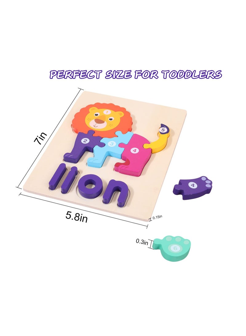 XiuWoo 6 Pack Wooden Puzzles for Toddler with Animal Shapes Alphabet Spelling Preschool Educational Toys Shape Early Learning Activities Kids - Image 4