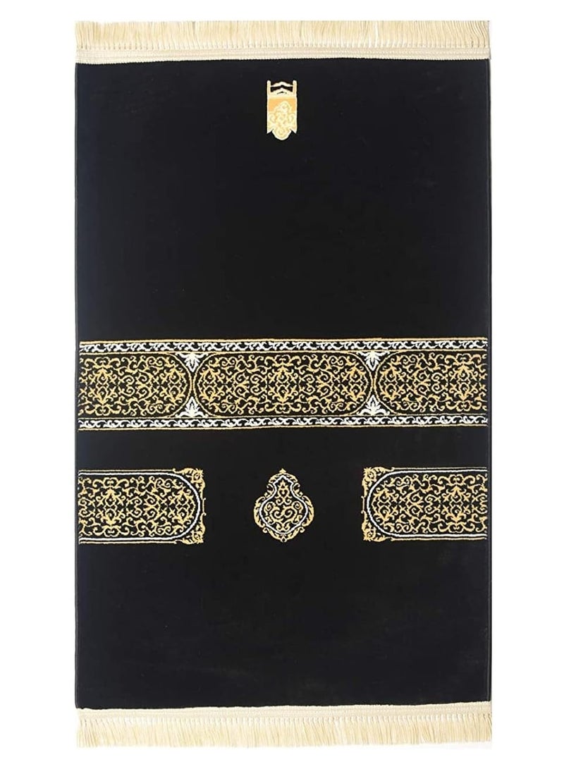 سجادة صلاة بنمط كسوة الكعبة - باللونين الذهبي والاسود، متعدد الألوان