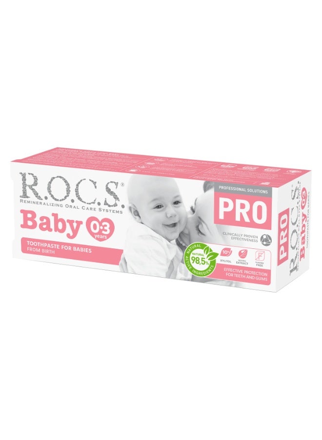 Rocs R.O.C.S. PRO Baby Toothpaste 0-3 Years Fluoride-Free Xylitol Honeysuckle Extract Gentle Oral Care for Infants & Toddlers 35ml/45g, Natural Gum Protection - Image 2