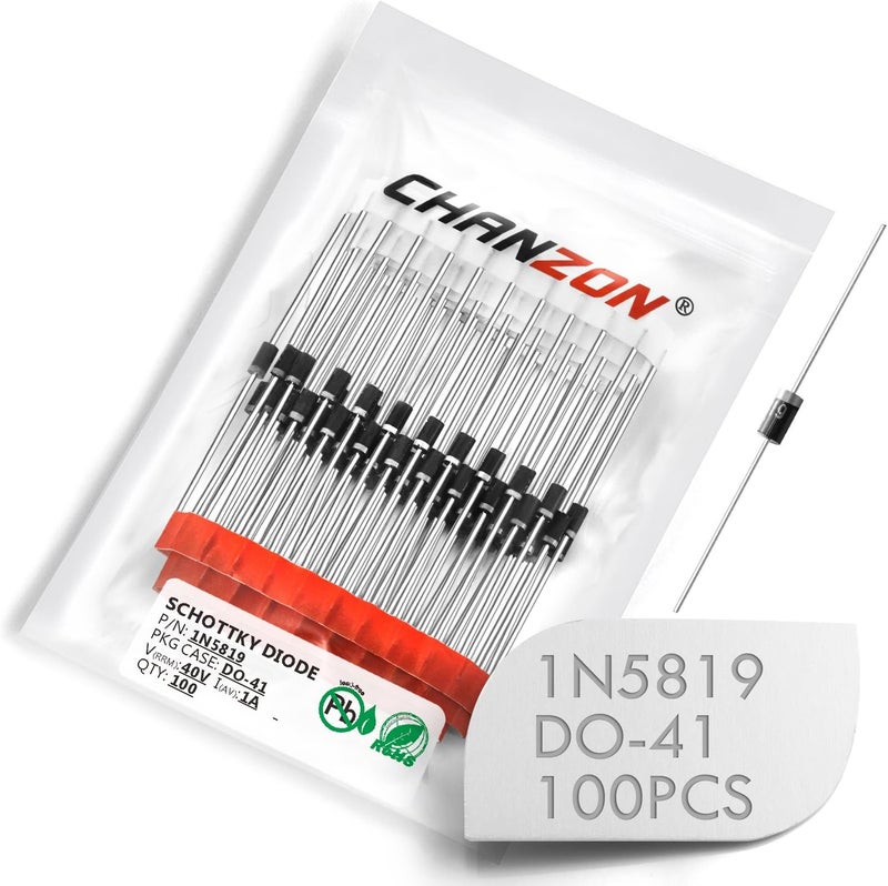 CHANZON 100 Pcs 1N5819 Schottky Barrier Rectifier Diodes 1A 40V DO-41 (DO-204AL) Axial 5819 IN5819 1 Amp 40 Volt - Image 1