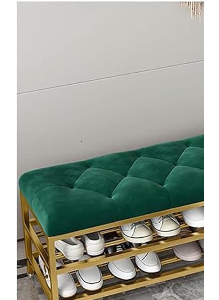 Teak Wood Art Teak Wood Art Shoe Rack Bench Organizer with Mesh Seat for Bedroom Entry Window Mudroom Living Room 3Tier Fleece Bench Bench for Entryway Green  - Image 4