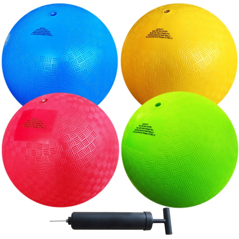 AppleRound 4Pack of 5 Inch Small Playground Balls for Toddlers Kids with Air Pump Kickball Handball for Outdoor Kindergarten Preschool Games - Image 2