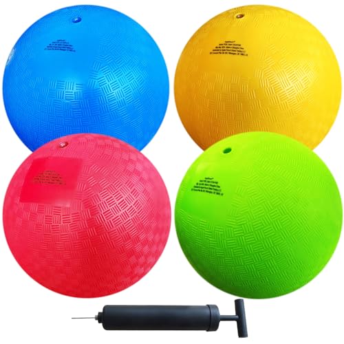 AppleRound 4Pack of 5 Inch Small Playground Balls for Toddlers Kids with Air Pump Kickball Handball for Outdoor Kindergarten Preschool Games - Image 1