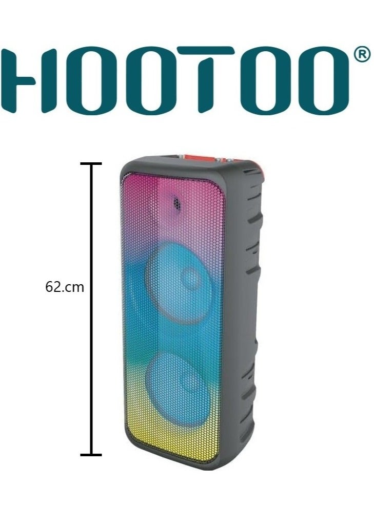 HooToo Large Bluetooth speaker. Large party speaker with clear, loud sound. Large speaker bluetooth with wired microphone. Large sound box with an external memory slot. 62cm subwoofer speaker. - Image 2