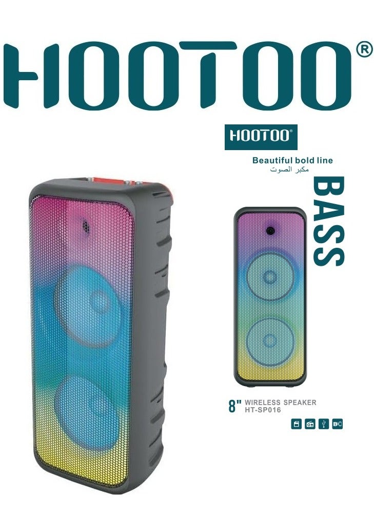 HooToo Large Bluetooth speaker. Large party speaker with clear, loud sound. Large speaker bluetooth with wired microphone. Large sound box with an external memory slot. 62cm subwoofer speaker. - Image 3